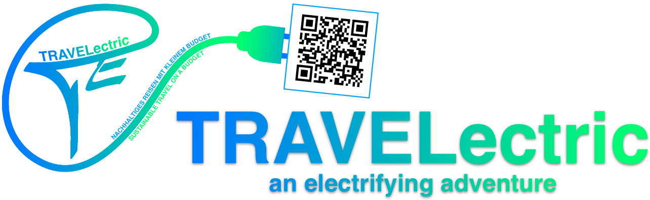 TRAVELectric Logo, nachhaltiges Reisen mit kleinem Budget, sustainable travel on a budget