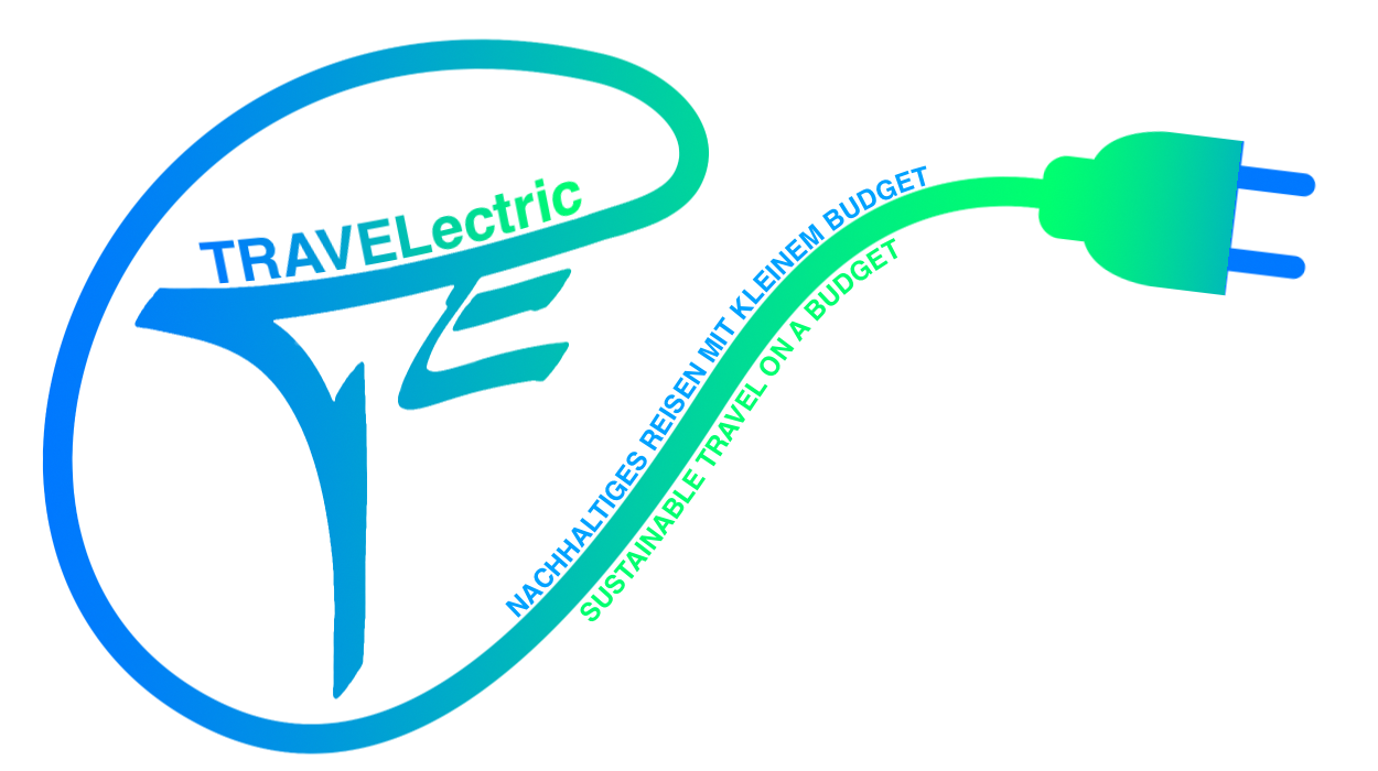 TRAVELectric Logo, nachhaltiges Reisen mit kleinem Budget, sustainable travel on a budget